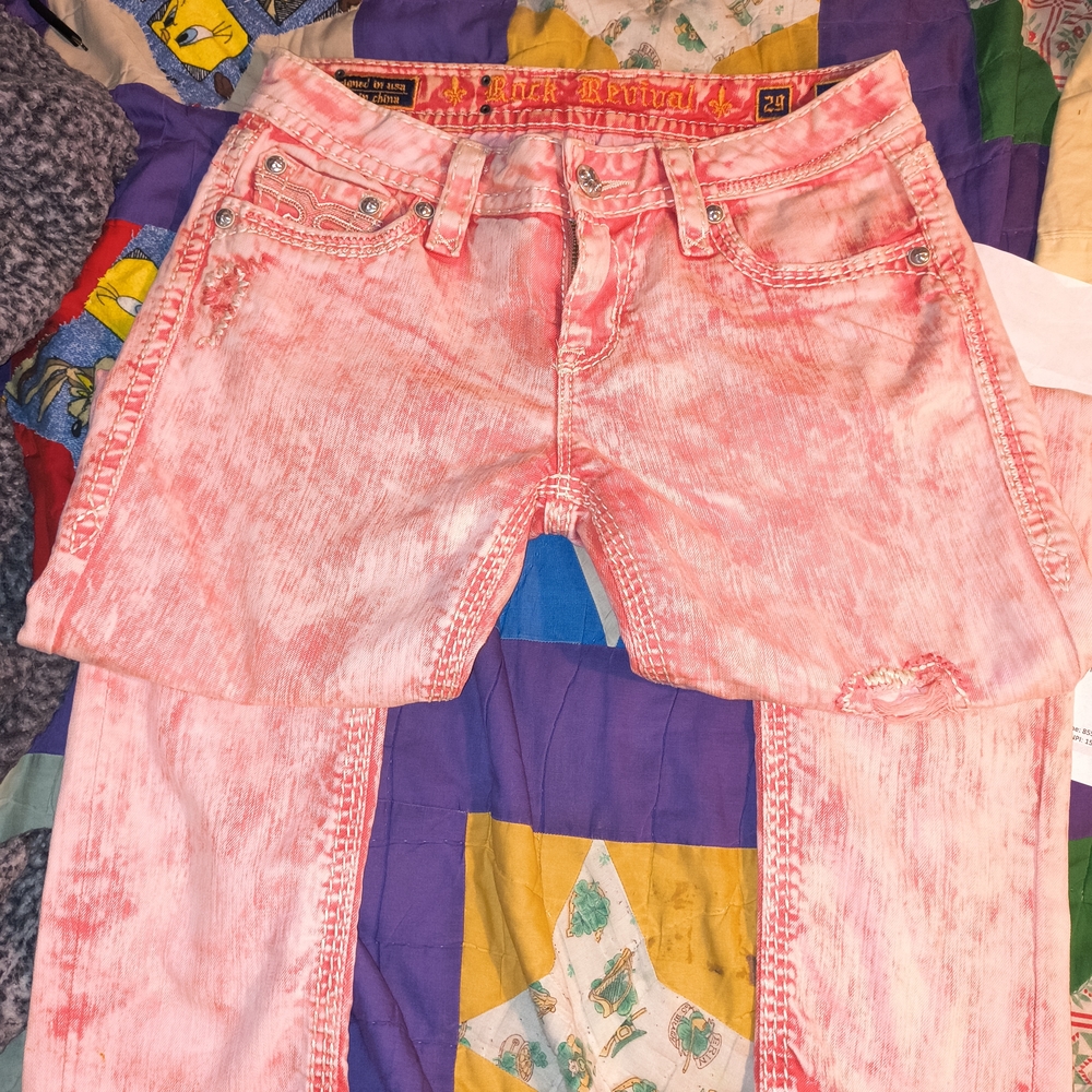 Rock Revival Pink and Red Jeans